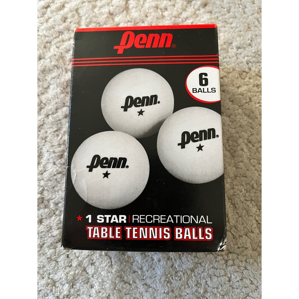 Penn Table Tennis Balls 6-Pack 1 Star‎ Recreational 40mm Tournament Size